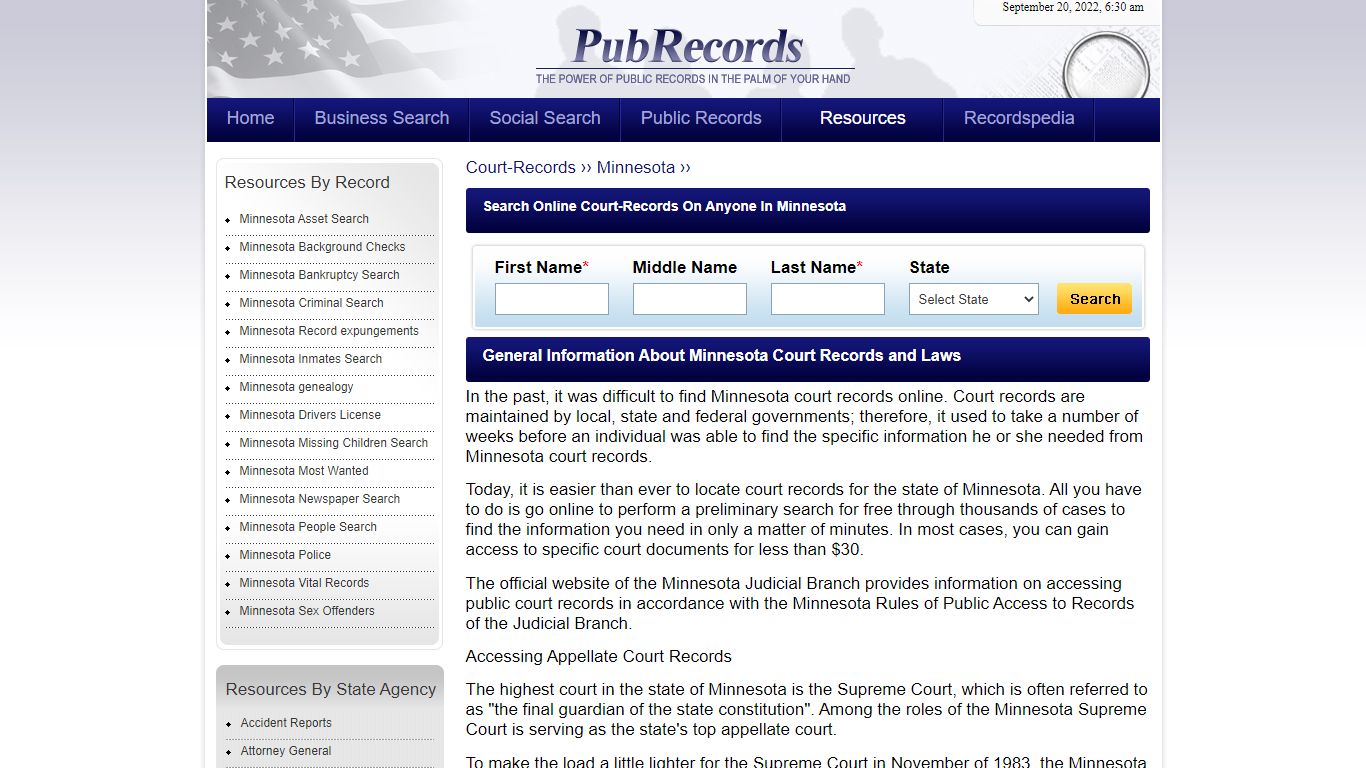 Minnesota Court Records - Pubrecords.com